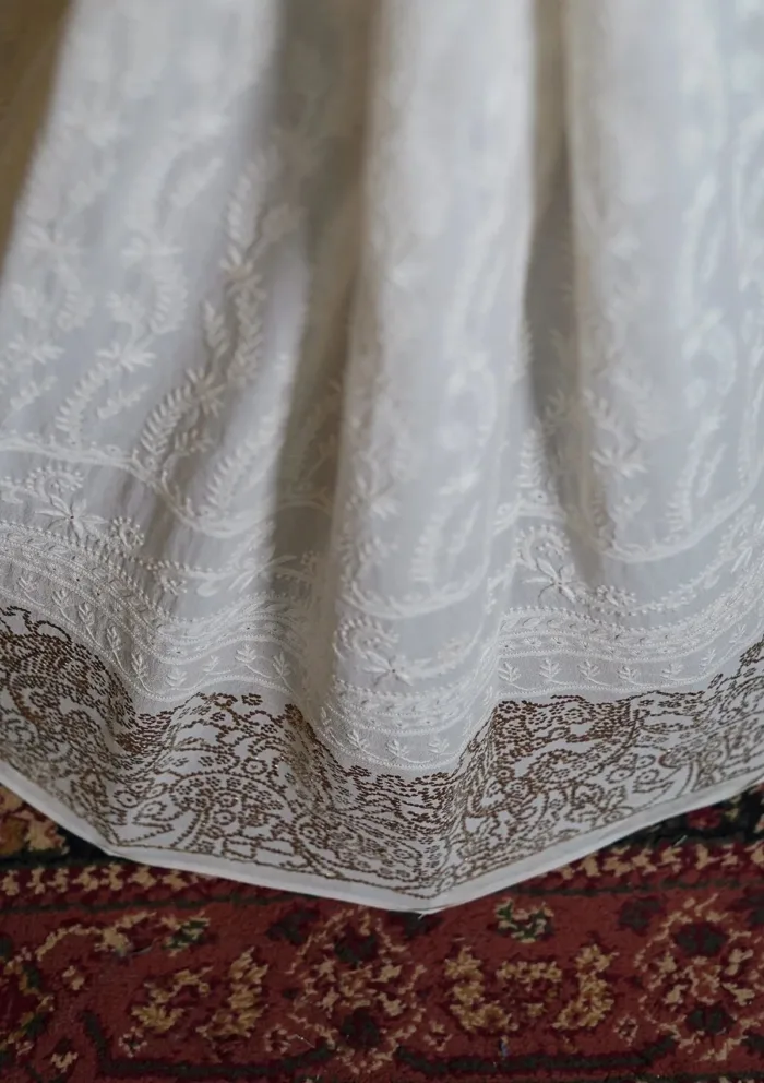 Pure Jorjet Chiffon Chikankari Mukesh Work Saree D 01 Luxury Lawn Collection - Image 5