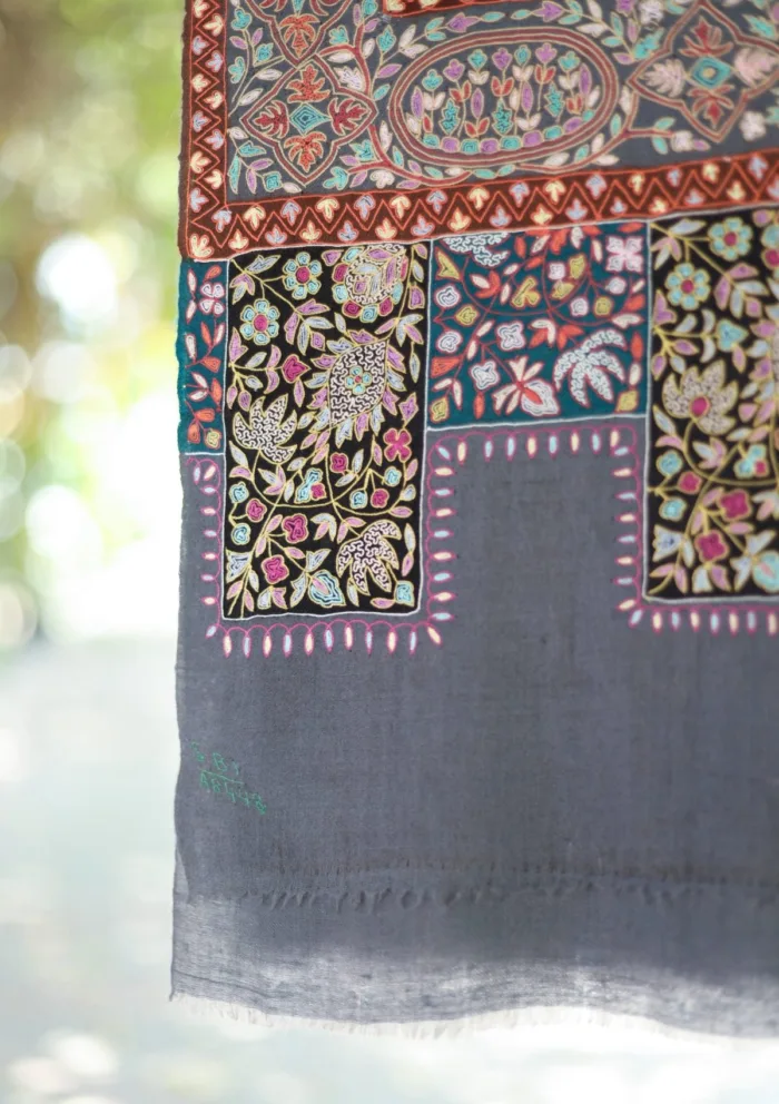 Pure Kalamkar Resham Work Shawl D 1 Luxury Lawn Collection - Image 2