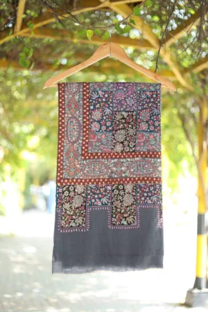 Pure Kalamkar Resham Work Shawl D 1