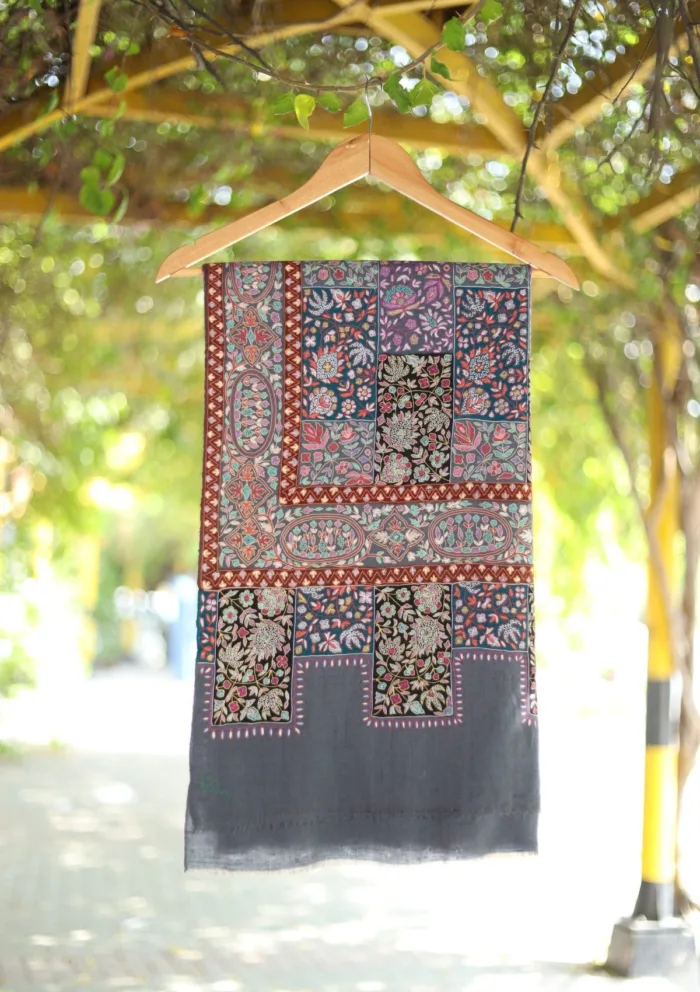 Pure Kalamkar Resham Work Shawl D 1