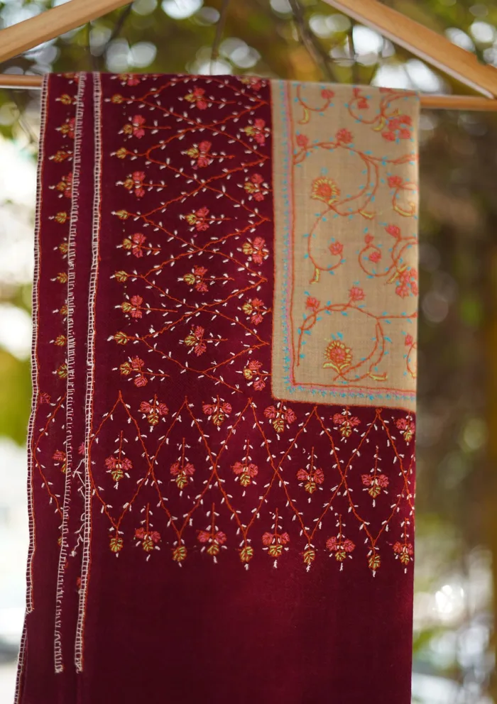 Pure Pashmina Kashmiri Work Shawl D 17 Luxury Lawn Collection - Image 3