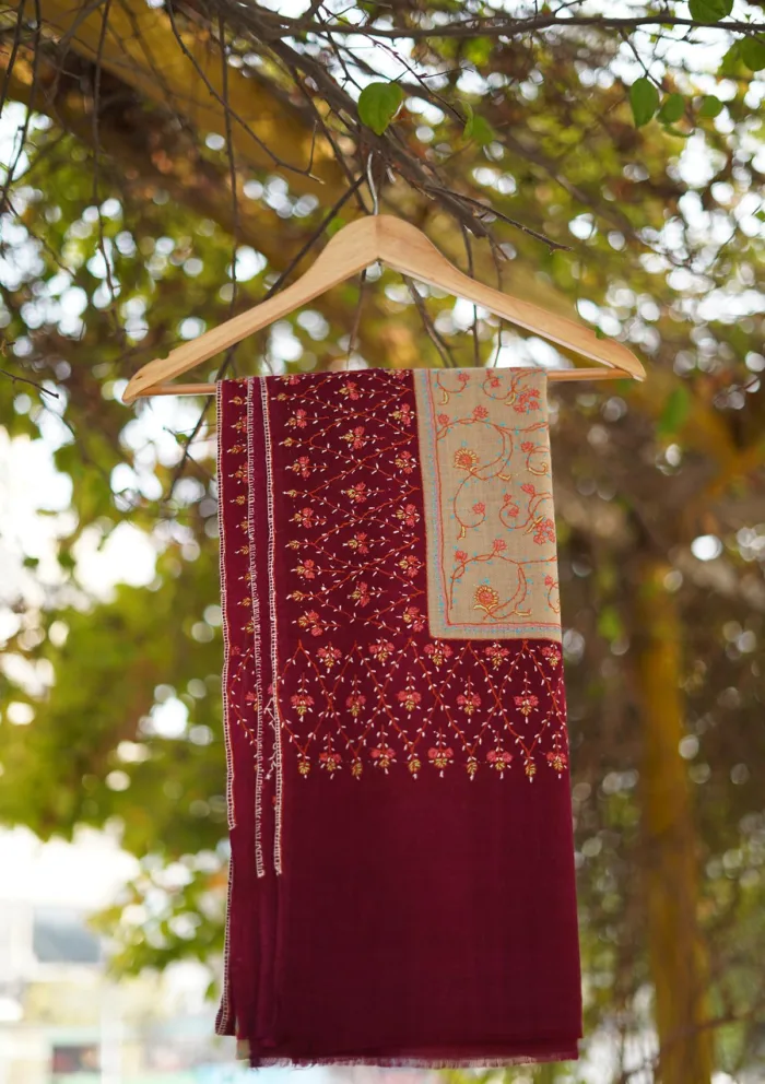Pure Pashmina Kashmiri Work Shawl D 17
