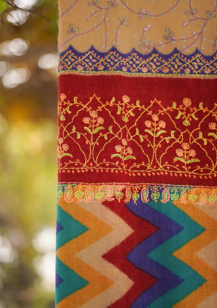 Pure Pashmina Kashmiri Work Shawl D 18 Luxury Lawn Collection - Image 3