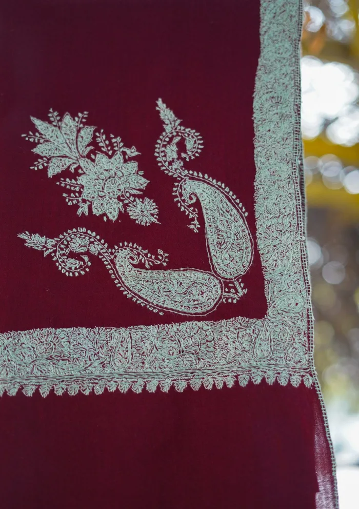Pure Pashmina Kashmiri Work Shawl D 29 Luxury Lawn Collection - Image 3