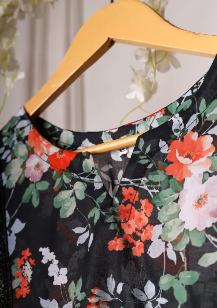 Rubaaiyat Black Printed Lawn Shirt Luxury Collection - Image 2