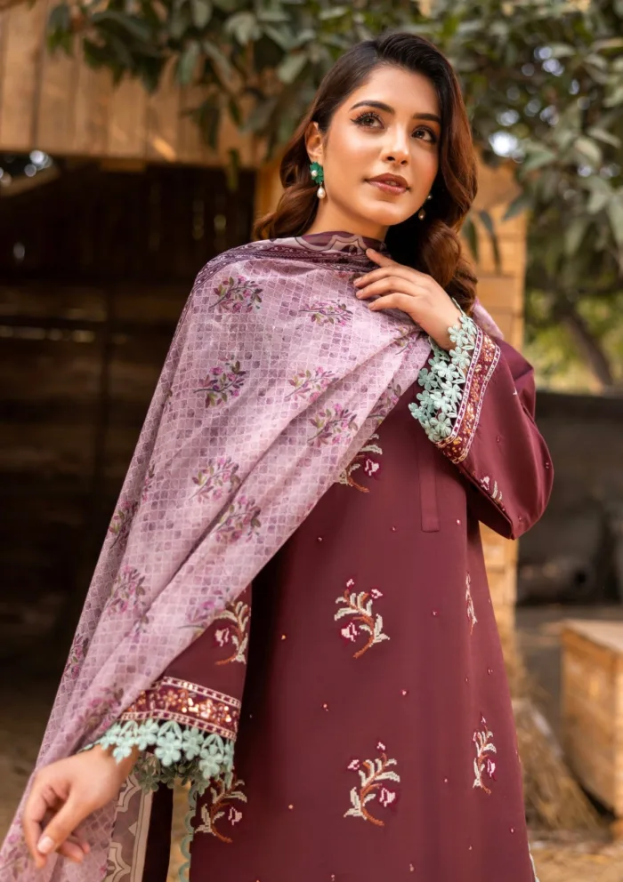 Rubaaiyat D 06 RASBERRY Luxe Attire 25 Luxury Lawn Collection - Image 4