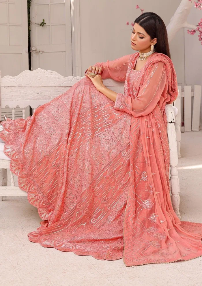 Rubaaiyat D 1 B Chiffon with Sequence Luxury Lawn Collection - Image 4