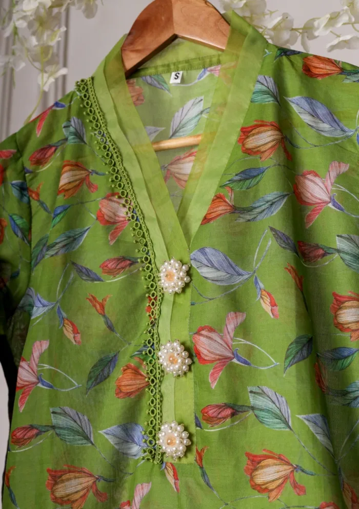 Rubaaiyat Green Printed Lawn Shirt Luxury Collection - Image 2