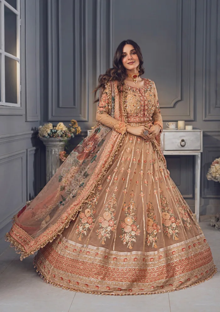 Rubaaiyat Peach Wedding Edit 24 Luxury Lawn Collection - Image 2