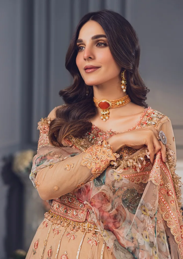 Rubaaiyat Peach Wedding Edit 24 Luxury Lawn Collection - Image 11