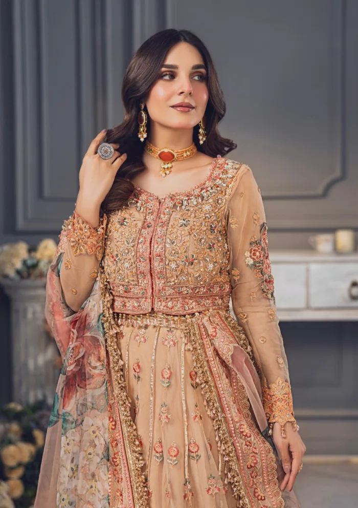 Rubaaiyat Peach Wedding Edit 24 Luxury Lawn Collection - Image 12