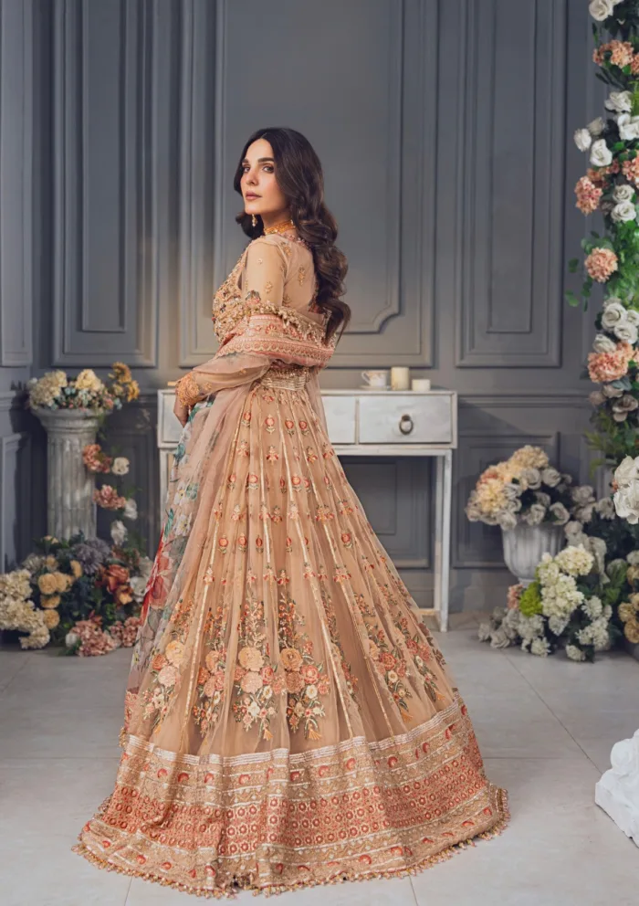Rubaaiyat Peach Wedding Edit 24 Luxury Lawn Collection - Image 3