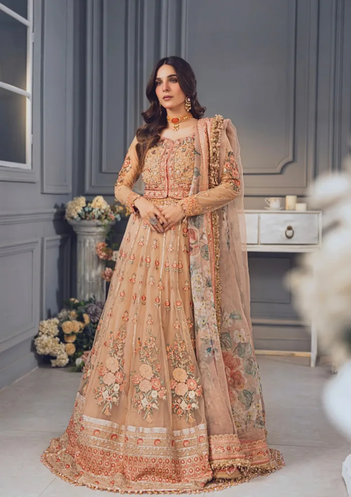 Rubaaiyat Peach Wedding Edit 24 Luxury Lawn Collection - Image 4