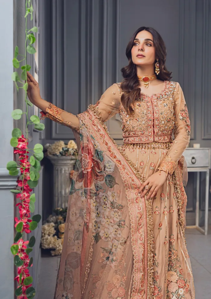 Rubaaiyat Peach Wedding Edit 24 Luxury Lawn Collection - Image 5