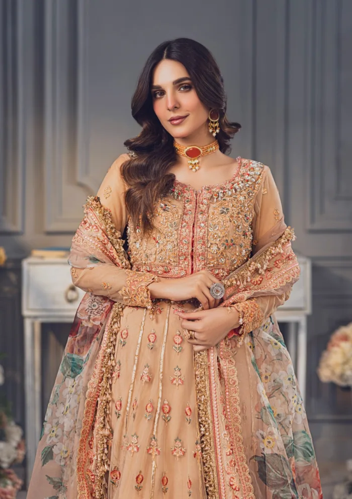Rubaaiyat Peach Wedding Edit 24 Luxury Lawn Collection - Image 6