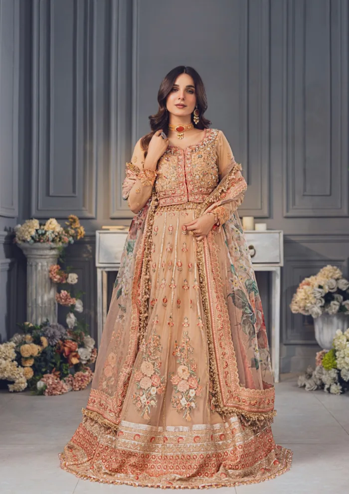 Rubaaiyat Peach Wedding Edit 24 Luxury Lawn Collection - Image 7