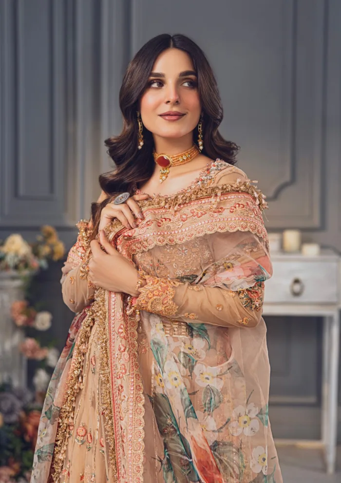Rubaaiyat Peach Wedding Edit 24 Luxury Lawn Collection - Image 10