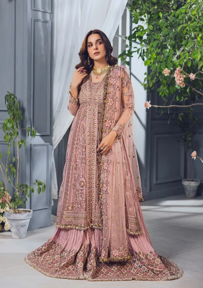 Rubaaiyat Tea Pink Wedding Edit 24 Luxury Lawn Collection - Image 2
