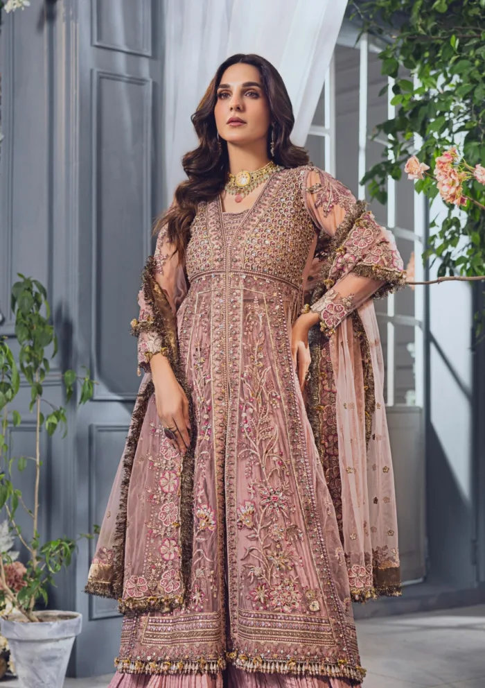 Rubaaiyat Tea Pink Wedding Edit 24 Luxury Lawn Collection - Image 14