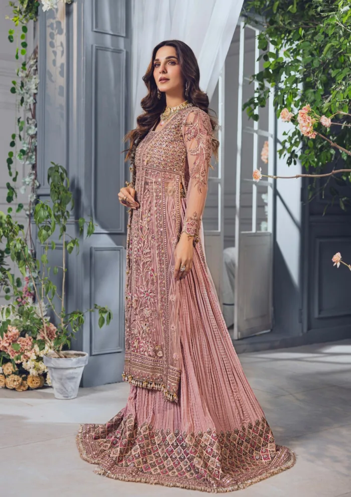 Rubaaiyat Tea Pink Wedding Edit 24 Luxury Lawn Collection - Image 15