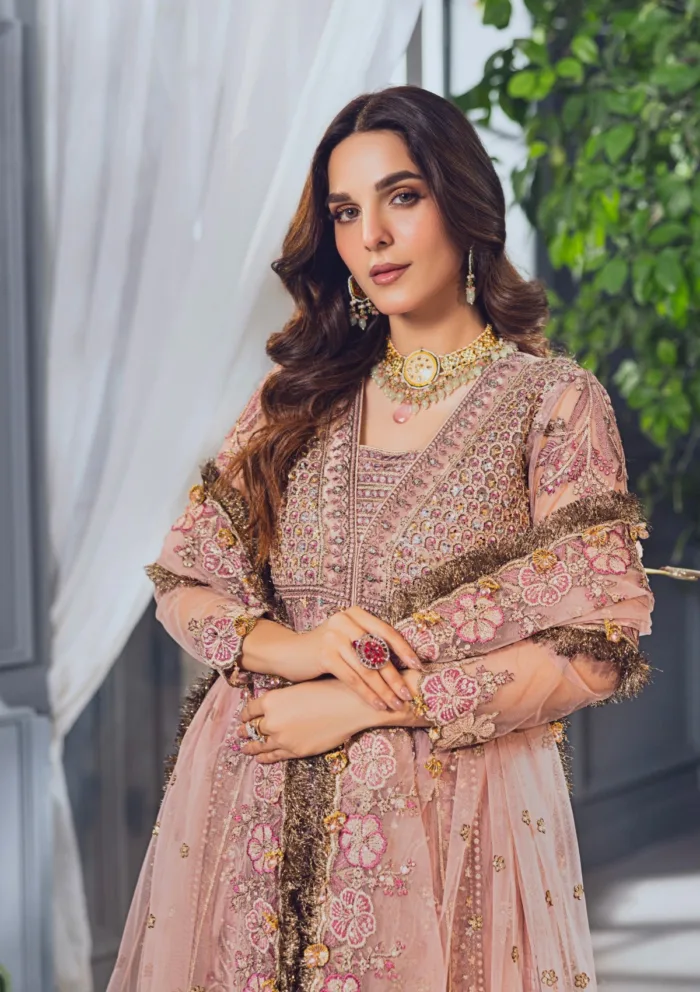 Rubaaiyat Tea Pink Wedding Edit 24 Luxury Lawn Collection - Image 17