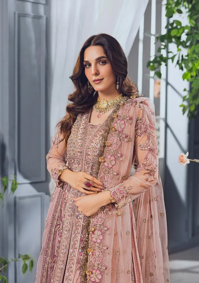 Rubaaiyat Tea Pink Wedding Edit 24 Luxury Lawn Collection - Image 4