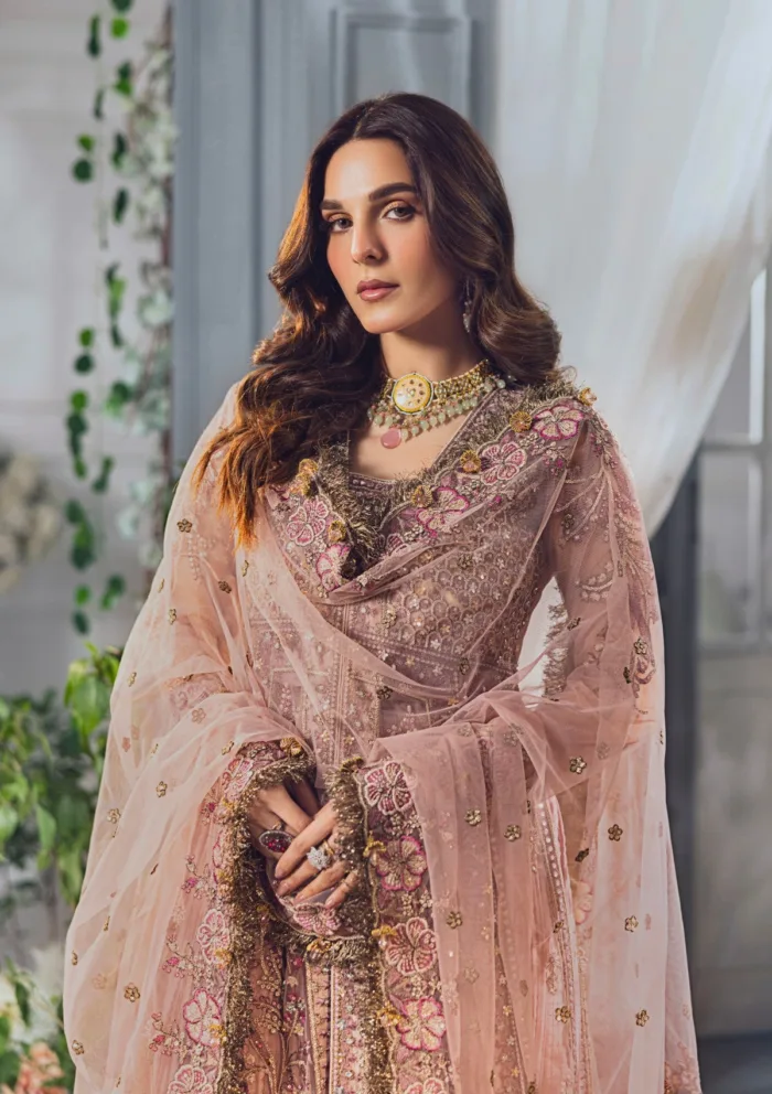 Rubaaiyat Tea Pink Wedding Edit 24 Luxury Lawn Collection - Image 6