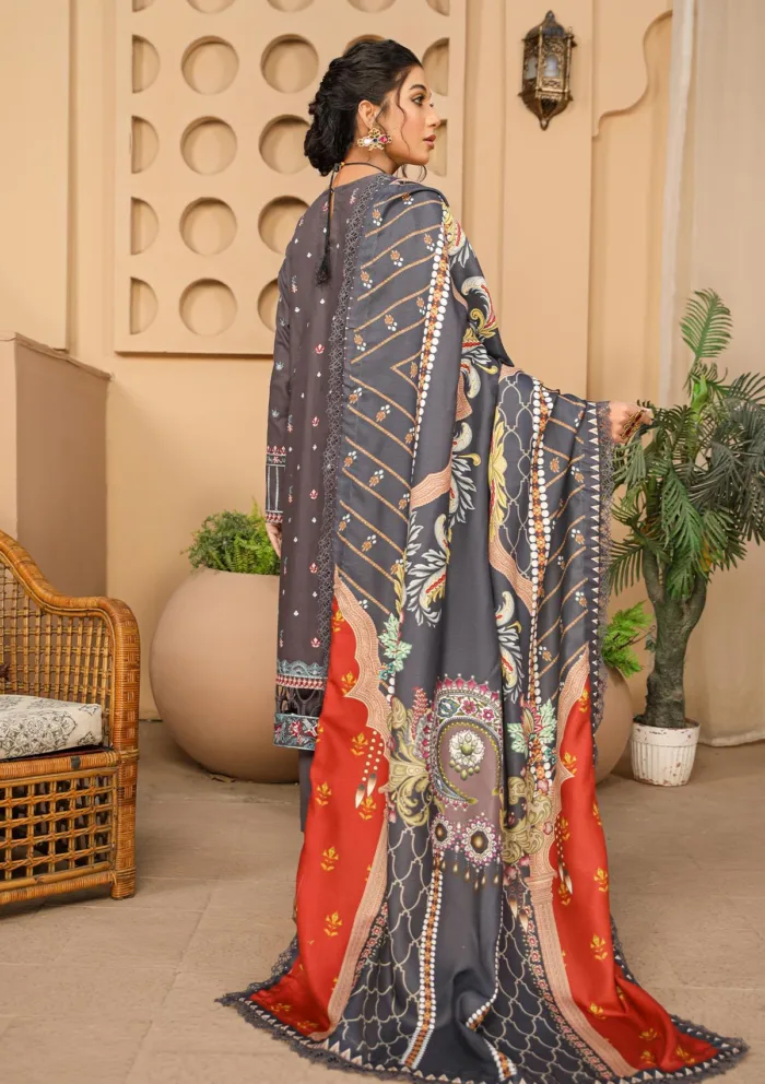 Rubaaiyat Vol 2 D 07 Emb Khaddar Luxury Lawn Collection - Image 3
