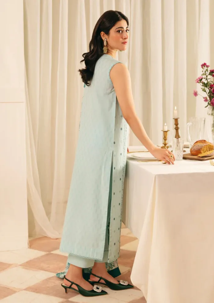 Sahar FL V1 S25 04 Crystal Sky Jacquard Embroidered Luxury Lawn Collection - Image 2