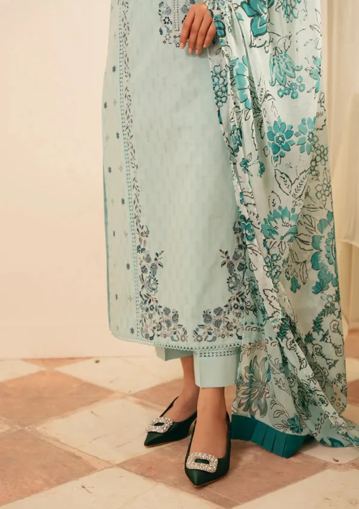 Sahar FL V1 S25 04 Crystal Sky Jacquard Embroidered Luxury Lawn Collection - Image 4