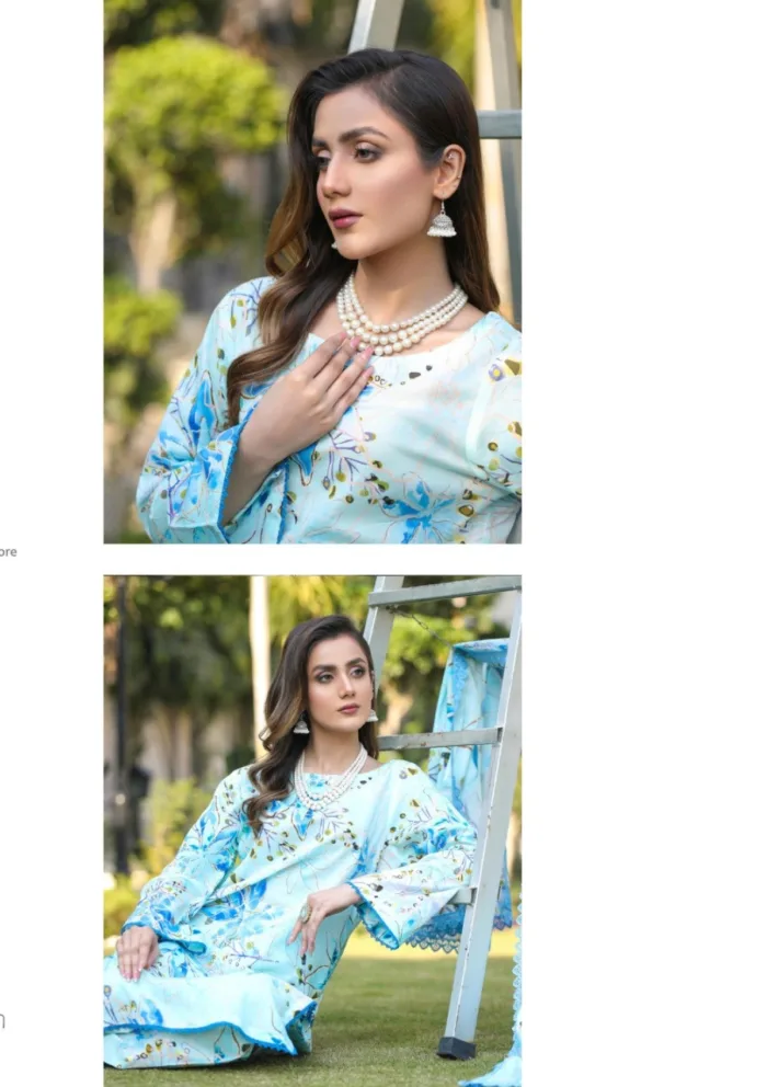 Sidra Aleem Sky Print Series 25 Luxury Lawn Collection - Image 2
