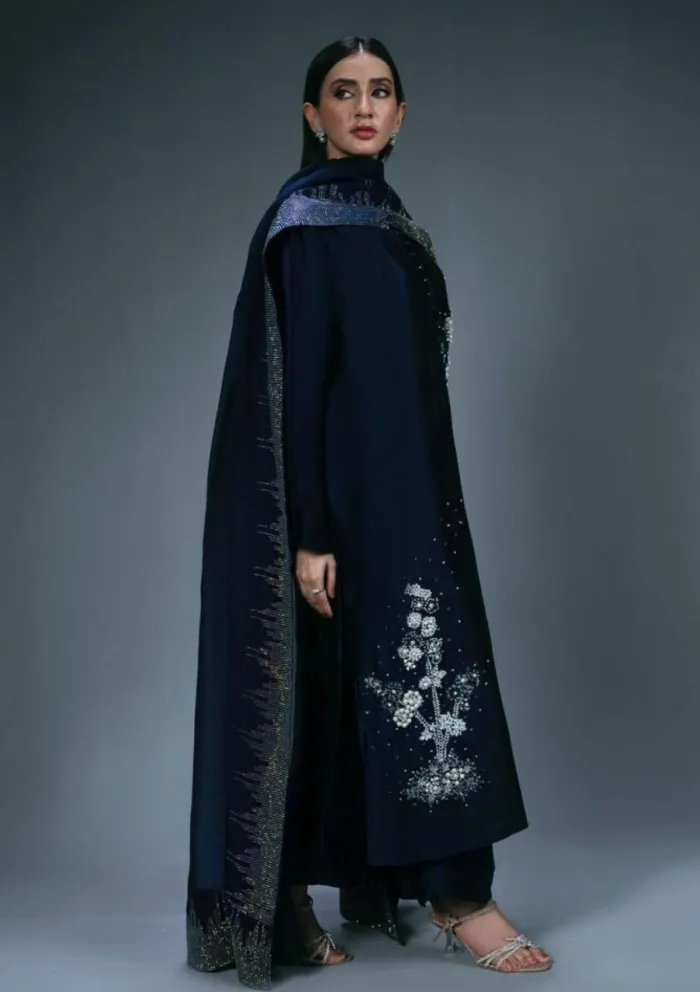 Sidra Fahad Dark Blue Elienna 24 Luxury Lawn Collection - Image 3