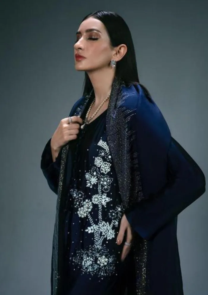 Sidra Fahad Dark Blue Elienna 24 Luxury Lawn Collection - Image 4