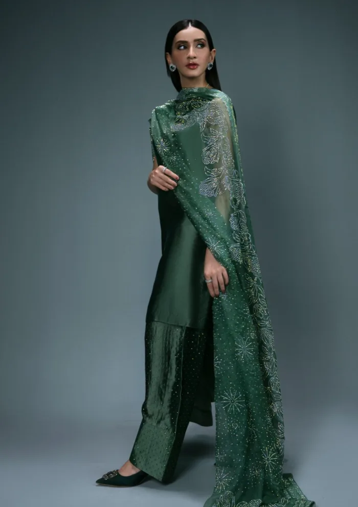 Sidra Fahad Dark Green Elienna 24 Luxury Lawn Collection - Image 3