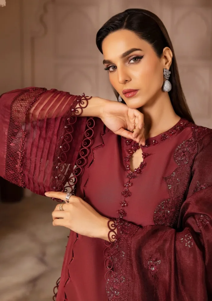 Tessa Almandine Garnet Raw Silk Luxury Lawn Collection - Image 2