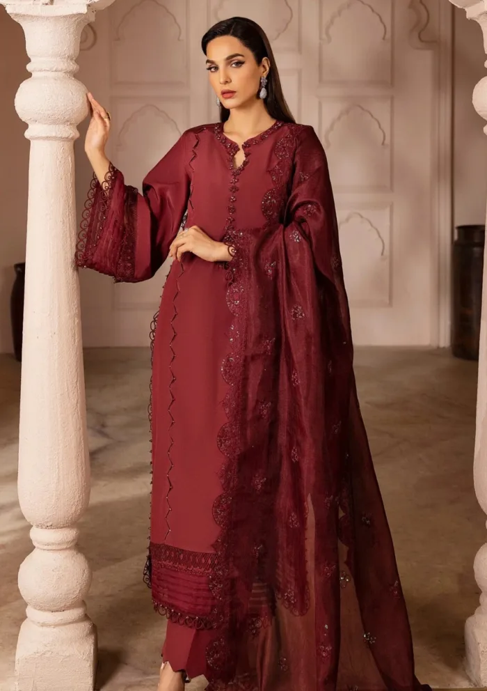 Tessa Almandine Garnet Raw Silk Luxury Lawn Collection - Image 3