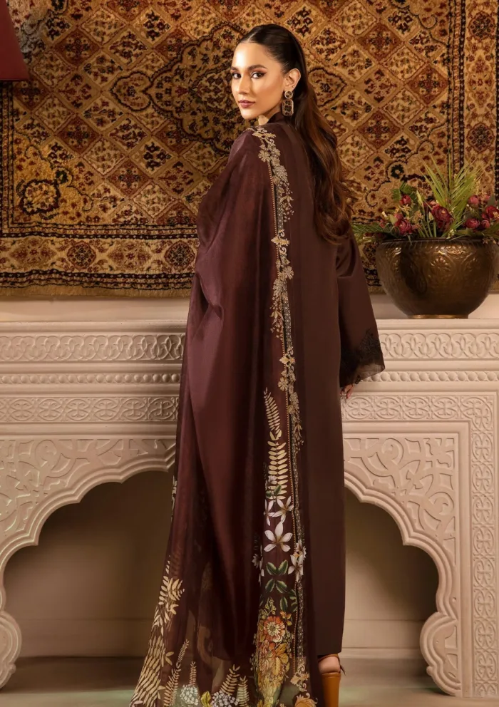 Tessa Chocolato Charm Raw Silk Luxury Lawn Collection - Image 2