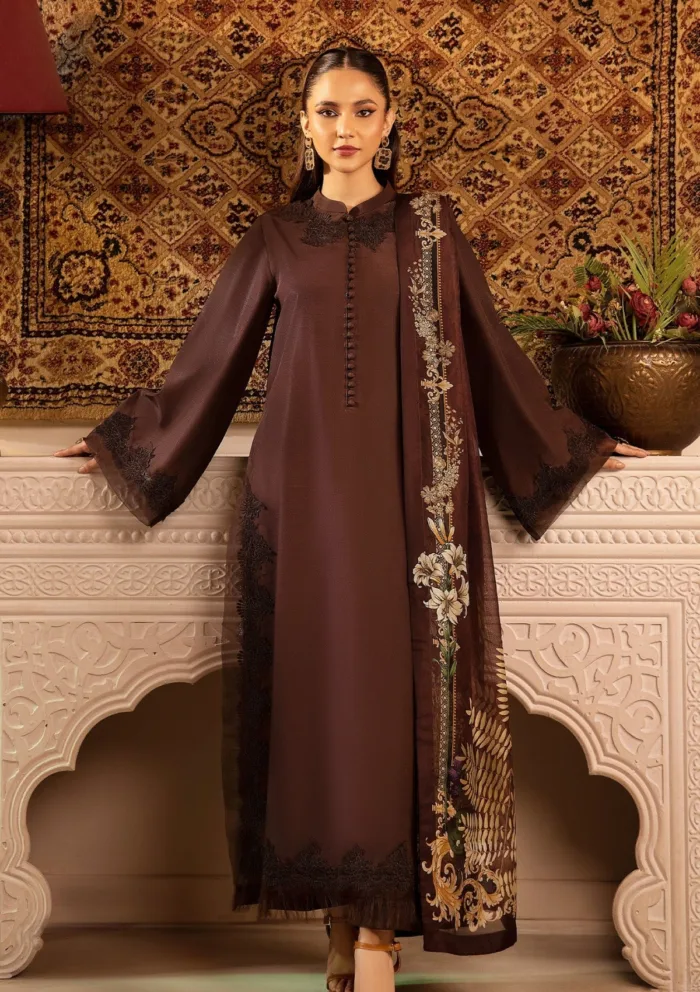 Tessa Chocolato Charm Raw Silk Luxury Lawn Collection - Image 3