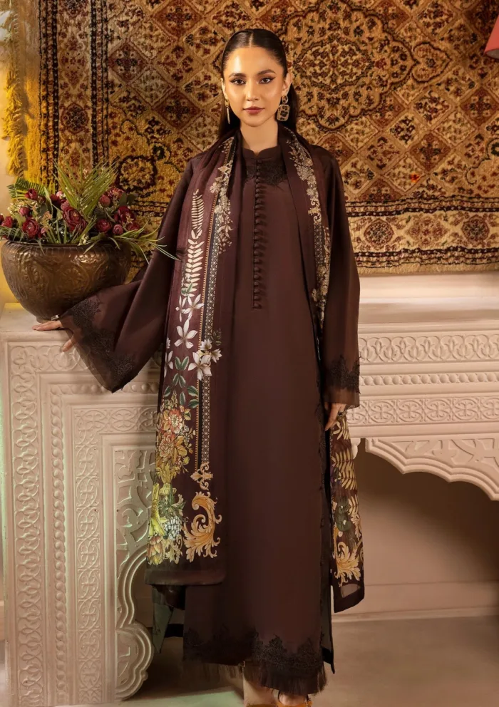 Tessa Chocolato Charm Raw Silk Luxury Lawn Collection - Image 4