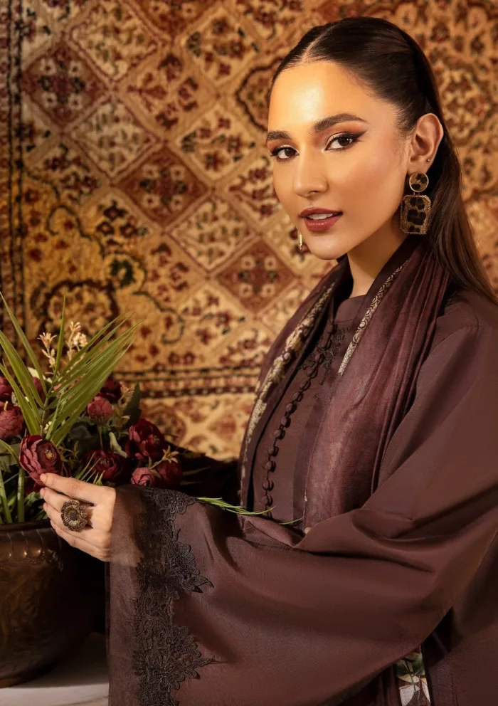 Tessa Chocolato Charm Raw Silk Luxury Lawn Collection - Image 5