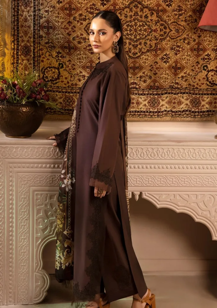 Tessa Chocolato Charm Raw Silk Luxury Lawn Collection - Image 6