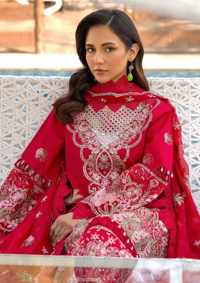 Tessa D 08 Crimson Euphoria Luxury Lawn 25 Collection - Image 3
