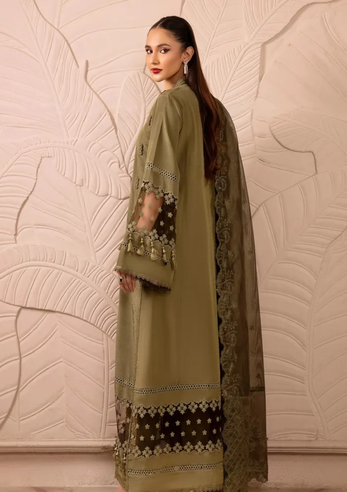 Tessa Mystic Pine Raw Silk Luxury Lawn Collection - Image 2