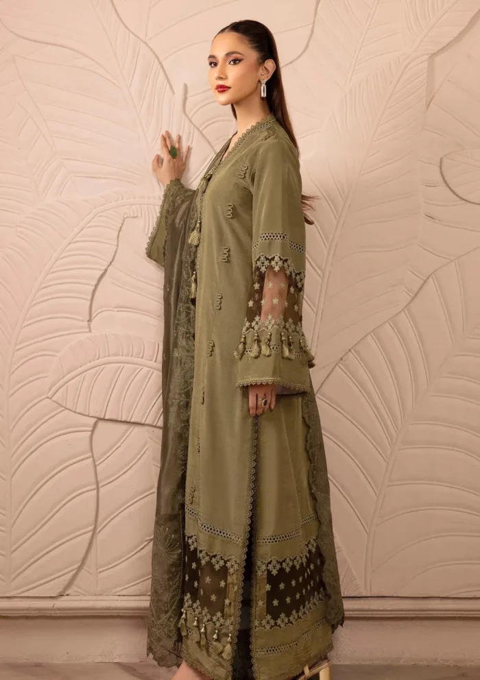 Tessa Mystic Pine Raw Silk Luxury Lawn Collection - Image 6