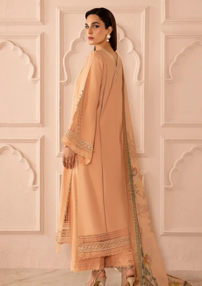 Tessa Peach Delight Raw Silk Luxury Lawn Collection - Image 2