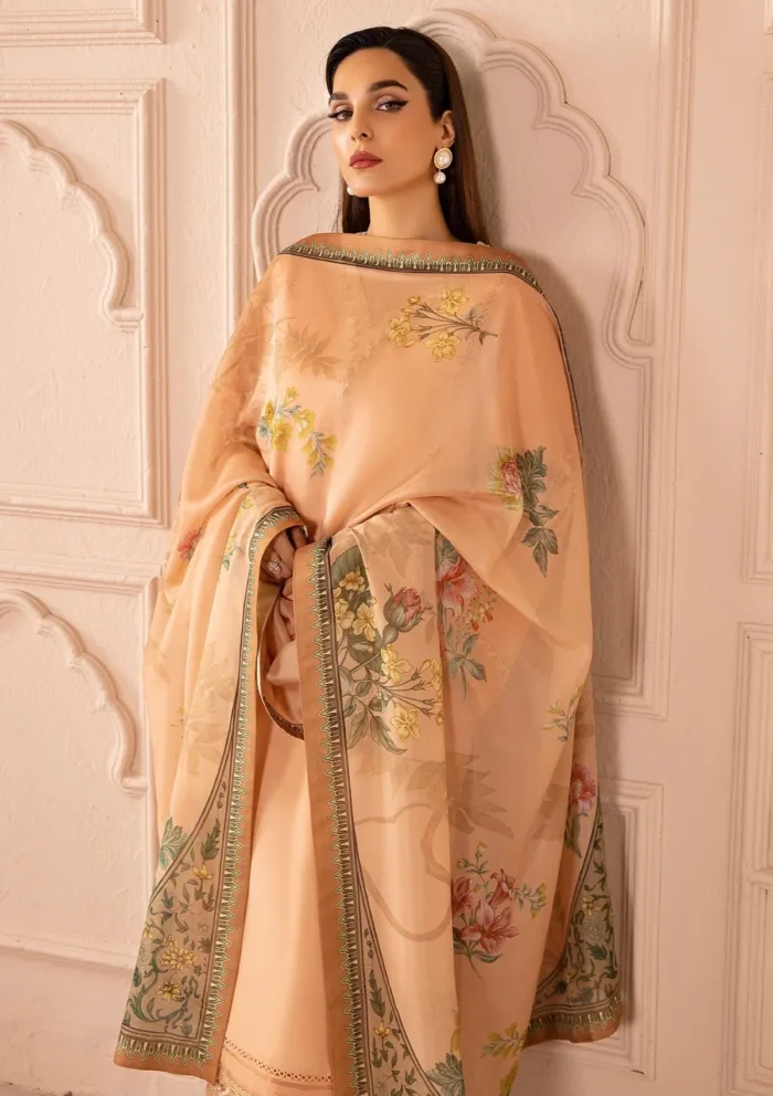 Tessa Peach Delight Raw Silk Luxury Lawn Collection - Image 6