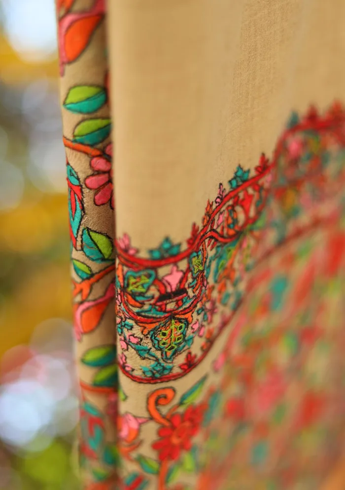 Wool Embroidered Shawl D 11 FAWN FAWN Luxury Lawn Collection - Image 3