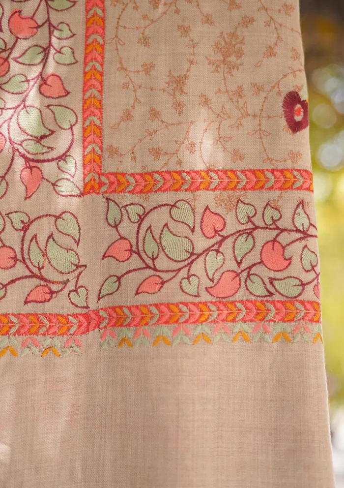 Wool Embroidered Shawl D 13 BROWN 1 BROWN 1 Luxury Lawn Collection - Image 2