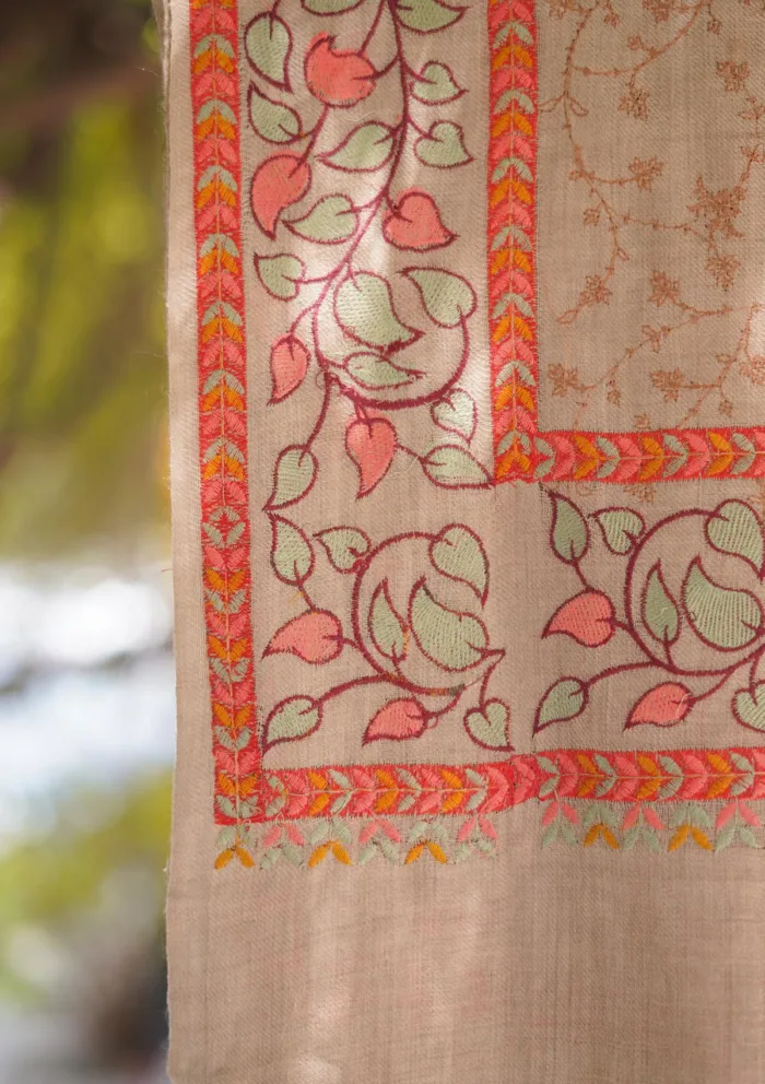 Wool Embroidered Shawl D 13 BROWN 1 BROWN 1 Luxury Lawn Collection - Image 3