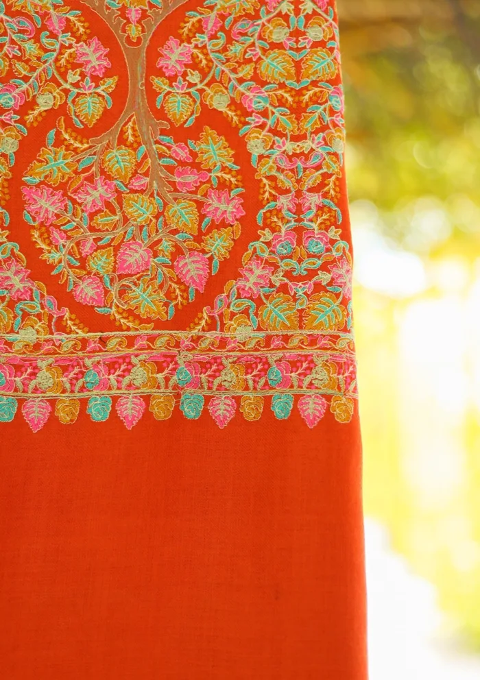 Wool Embroidered Shawl D 13 Red Red Luxury Lawn Collection - Image 6
